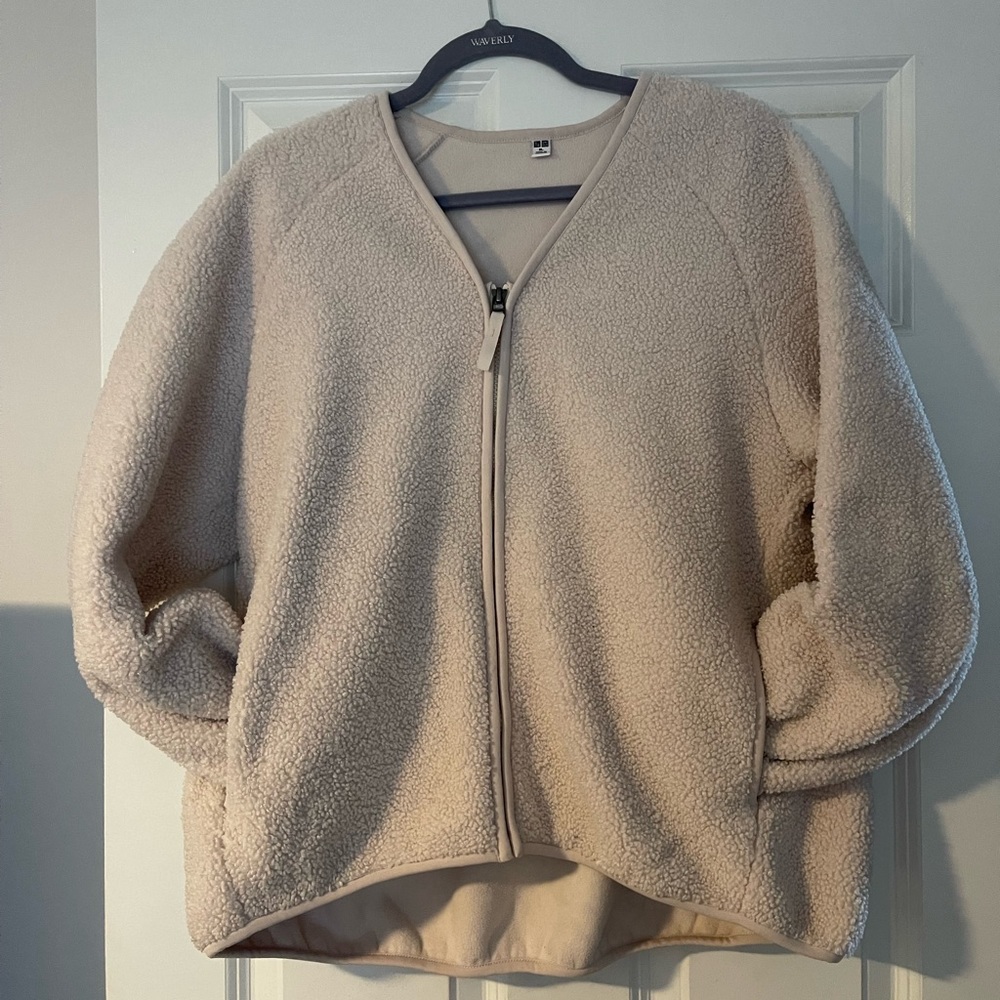 Uniqlo teddy zip up jacket fleece size XL